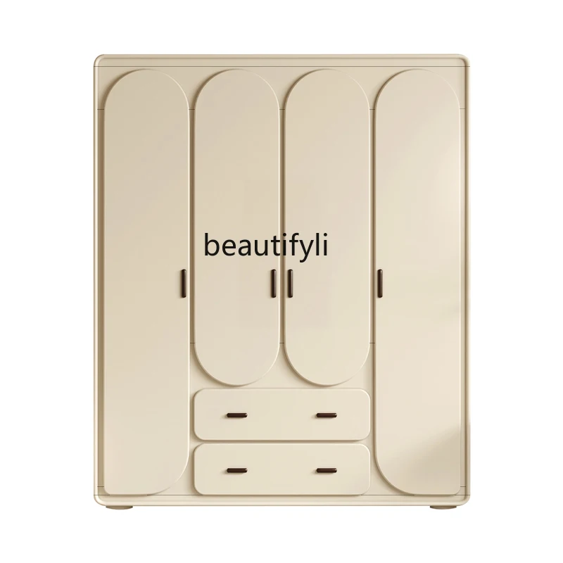 

Французский пятидверный современный простой кремовый стиль из цельного дерева для спальни, большой скандинавский шкаф по индивидуальному заказу