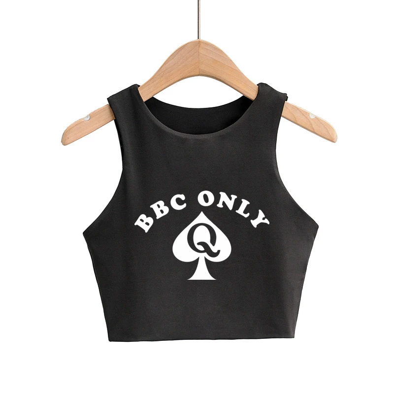 BBC ONLY-camisetas ajustadas con estampado de espadas para mujer, Top Sexy sin mangas con cuello redondo, Top de nailon doble, camiseta sin mangas