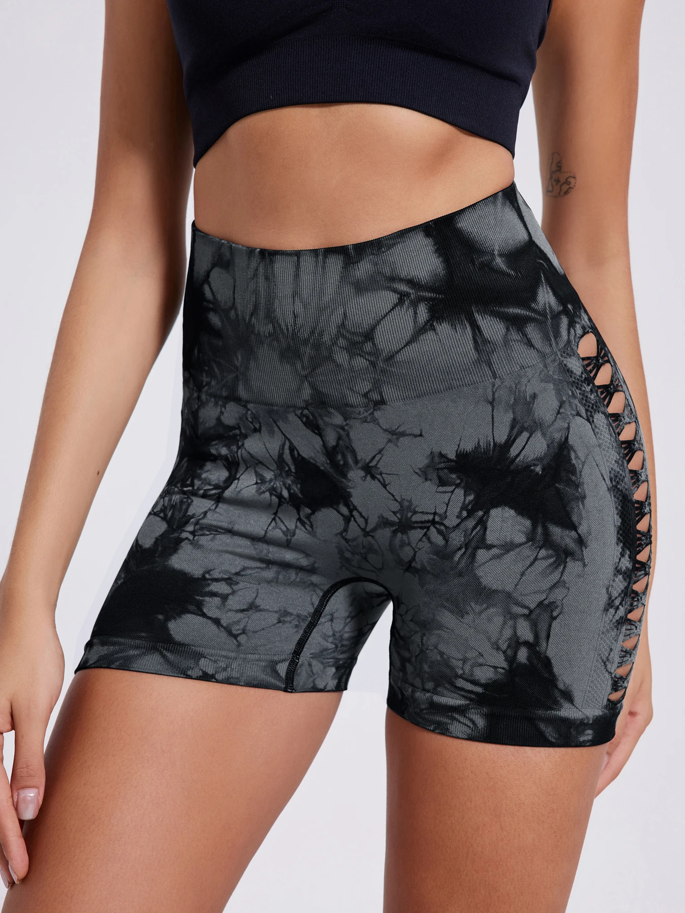 Leggings estivi Tie Dye Donna che lavora a maglia Pantaloncini sportivi elasticizzati skinny a vita alta Pantaloncini da corsa per abbigliamento sportivo da donna