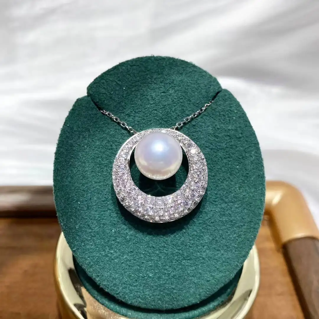 S925 Sterling Silver Pendant Mount Base Mountings Findings Parts Fittings Accessories for 10-11mm Pearls Beads 5pcs/lot