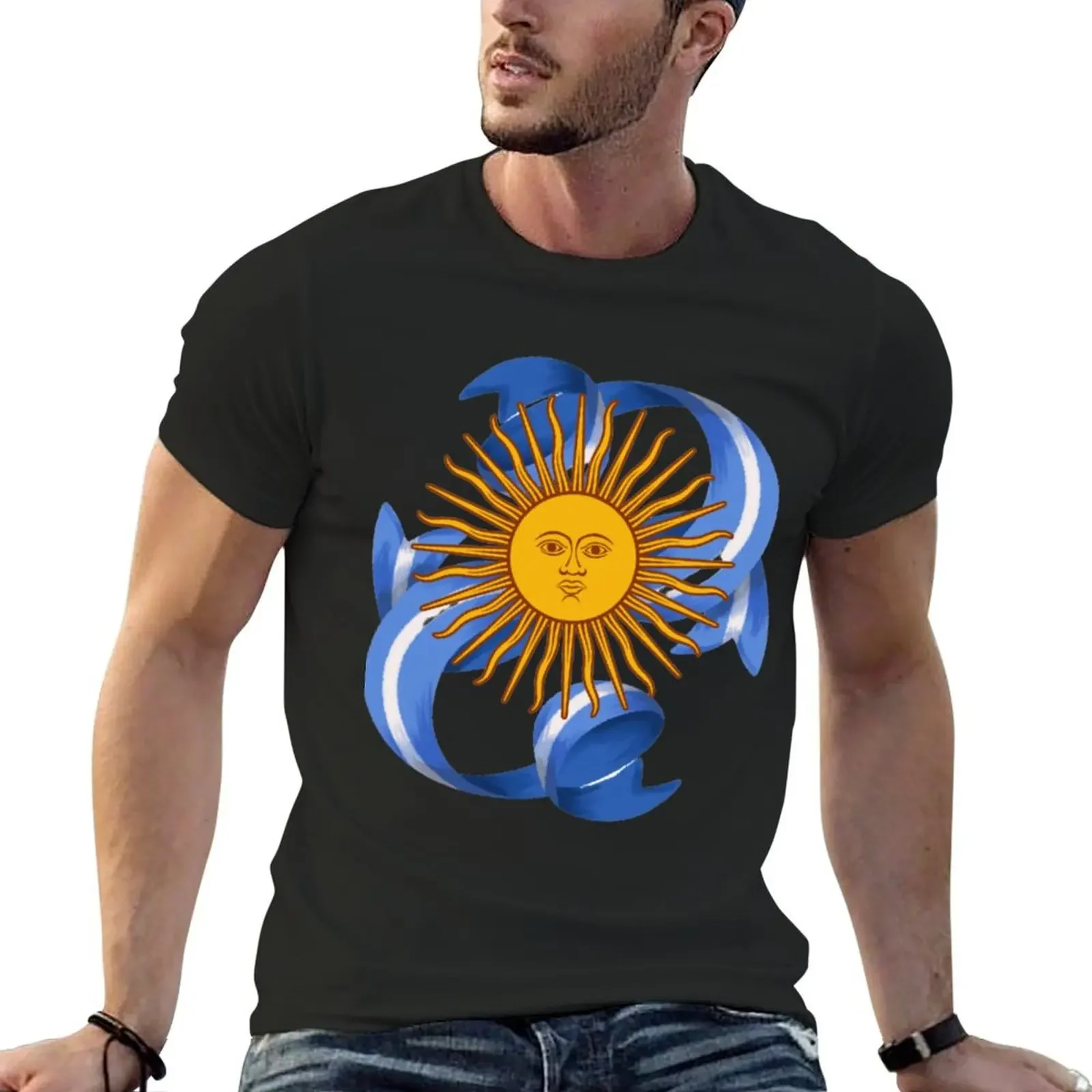 Argentina sun flag national symbol T-Shirt sports fans anime figures graphic shirts mens champion t shirts