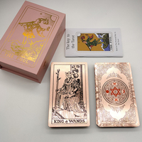 Gold Foil Tarot Plastic Cards Rose Pink Oracle Waterproof Card Deck Mysterious Board Game Divination Cards