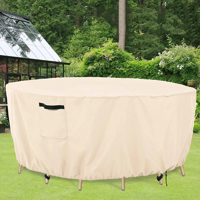 Housse de protection pour meubles de jardin, pour Table ronde, Patio, extérieur, en osier, Oxford 420D, imperméable, contre la poussière, la neige