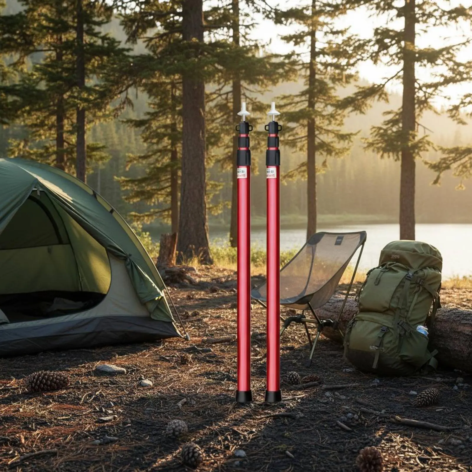 

Telescoping Tent Pole Sturdy Duty Telescopic Tarp Pole Aluminum Overhead Cover Support Rod Twist Lock System Anti-Slip