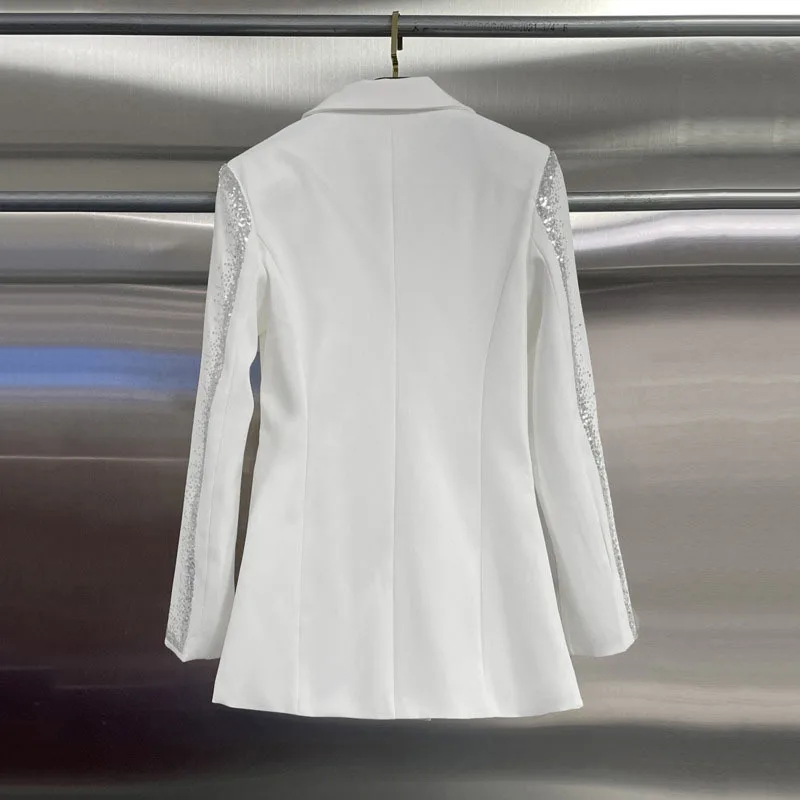 ANJY Spring Autumn New Women European Fashion Elegant Gradient Shiny Blazer Versatile Chic Tide Shoulder Pads Suit Jacket A18884