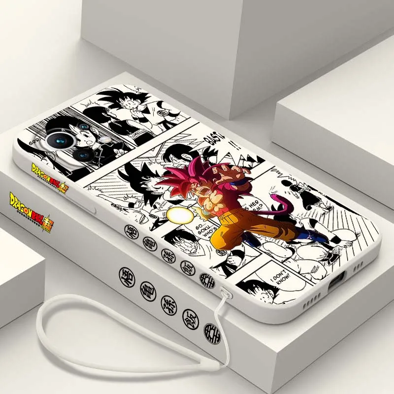 D-Dragon Ball Saiyan Son Goku Art For Xiaomi Mi 17 15 14 13 12 11 9 13T 12T Lite Pro Max 5G Liquid Left Rope Phone case Cover