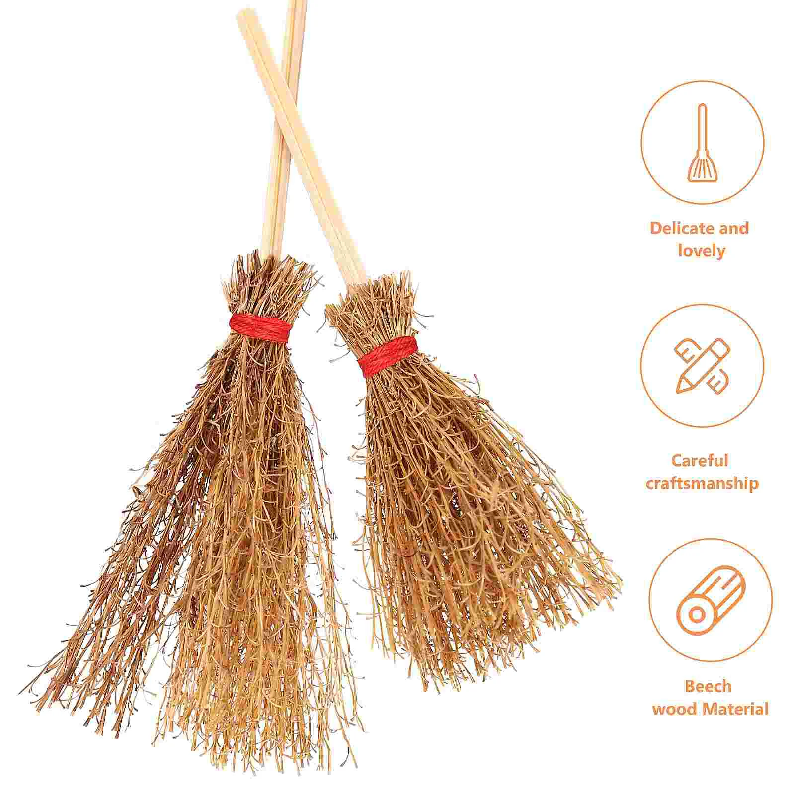 10 Pcs Mini Broom Outdoor Small Brooms Fairy Tiny Beech House Accessories Witches Broomstick Child Straw