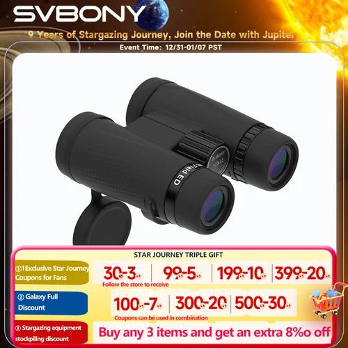 Svbony SA205 Prismaticos Profesionales, 8X42/10X42 ED Corrección de Campo Plano Bak4 FMC IPX7 Prismáticos de Impermeables para Observación de Aves, Observación de la Naturaleza, Actividades al Aire Libre