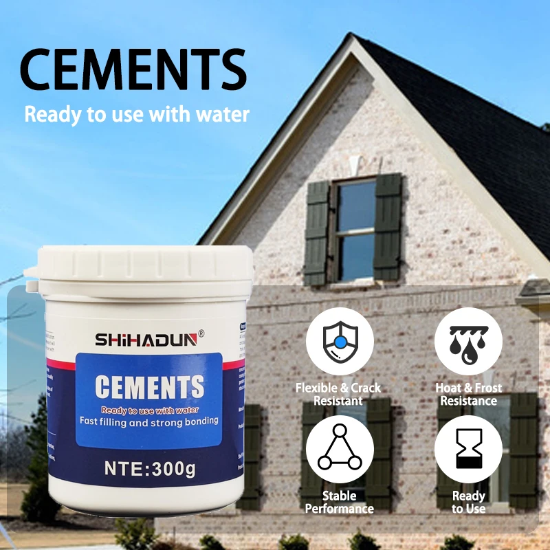 Kit de reparación de paredes de cemento: relleno de grietas impermeable para renovación del hogar interior/exterior