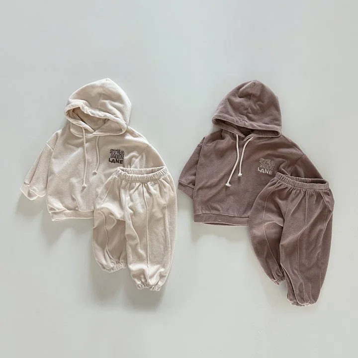 2025 Autumn New Baby Letter Print Hooded Sweatshirt Loose Trousers Children 2pcs Suit Baby Clothes Set Infant Casual Outfits
