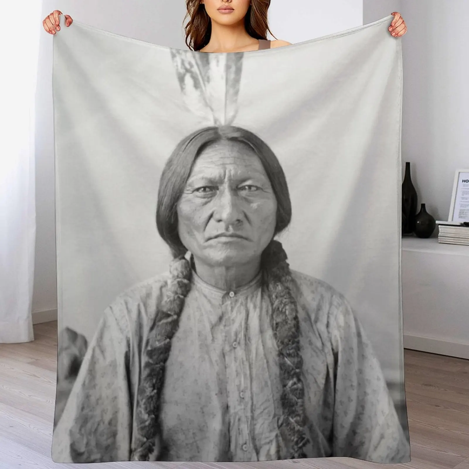 

Sitting Bull Hunkpapa Lakota leader Standing Rock United States USA Aboriginal Picture black and white HD High Qua Throw Blanket