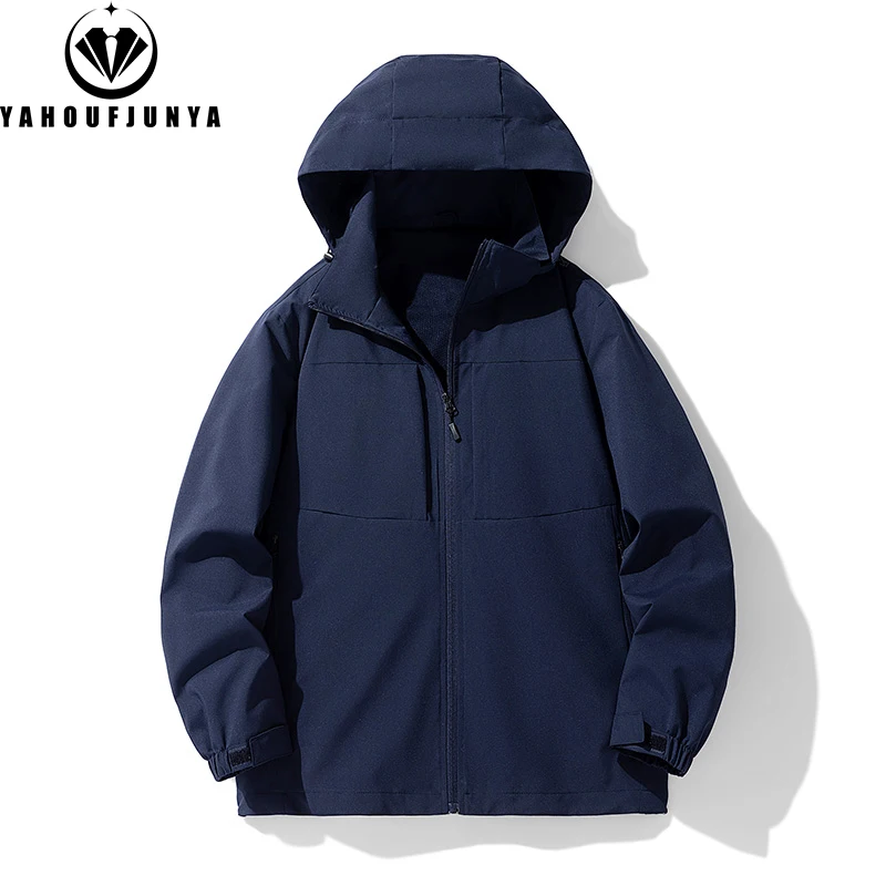 

Hots 2025 Men Spring Autumn Outdoor Leisure Windbreak Jacket Men Detachable Hooded Solid Zipper Fashion Brand Jacket Coat Male