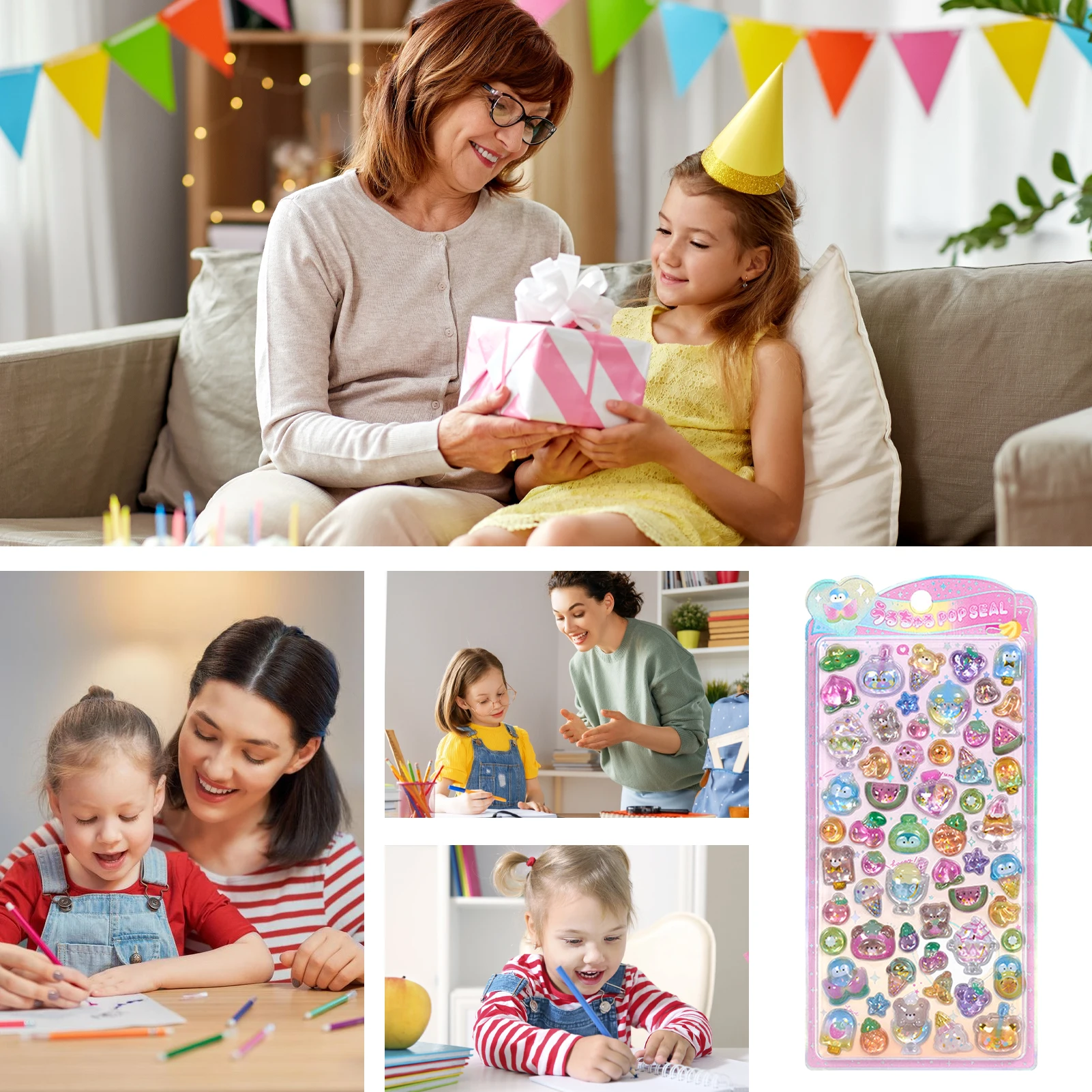 Cute Animal Sticker Pack 3D Sparkly Stickers Resin Crystal Texture Decals  for Scrapbooking Notebook Decal Hand Account Decals