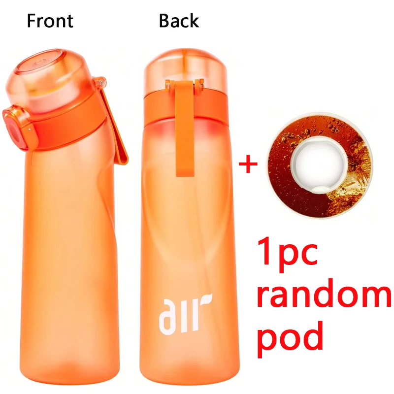 1pc Luft Wasser Flasche Mit 1pc Zufällige Runde Form Geschmack Pod Sport Stroh Kunststoff Tasse Auslaufsicher Outdoor reise Sport Flaschen