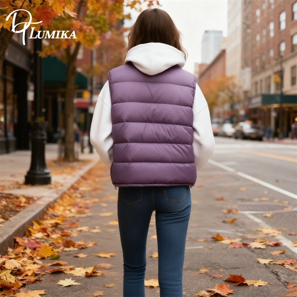 DTLumika Lightweight Down Vest for Women Autumn & Winter 2026, Stand Up Collar Sleeveless Down Vest Trendy Vests