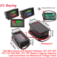 12V 24V 36V 48V 60V 72V 84V Car Battery Charge Level Indicator Lithium Battery Capacity Meter Display LED Lead Tester Voltmeter