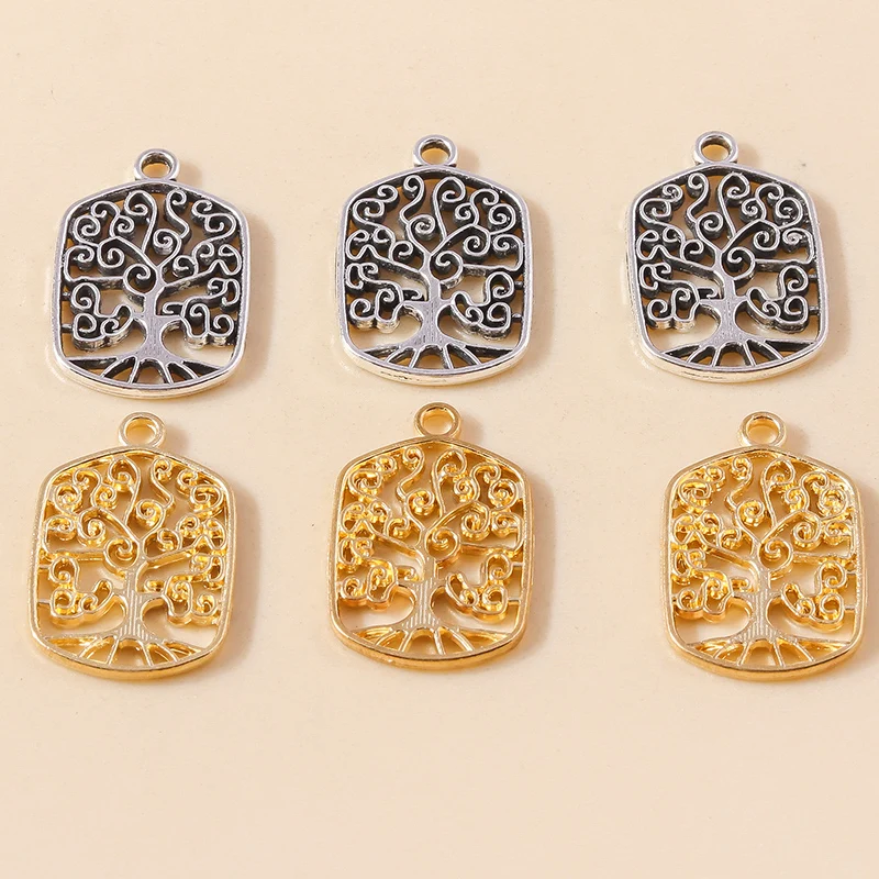 20 Stück niedliche Anhänger aus Legierung in Form von Pflanzen, Blumen, Bäumen und Blättern für die Schmuckherstellung, Ohrringe, Anhänger, Halsketten, Armbänder, DIY-Bastelzubehör – Detail 5