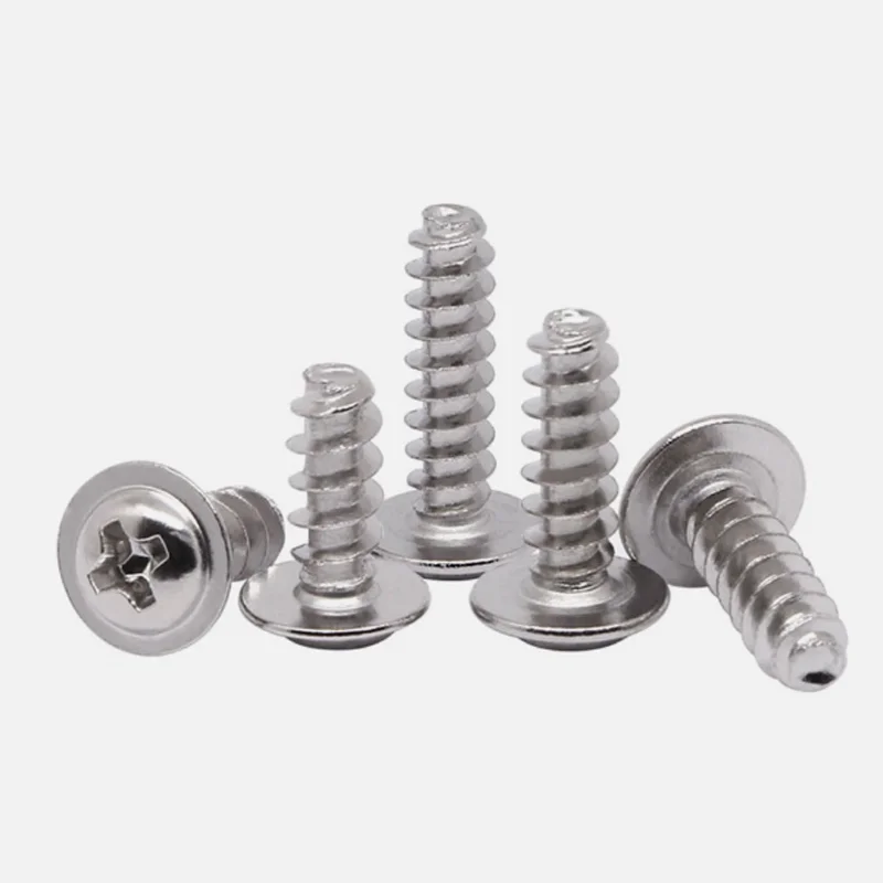 Cross Recessed Round Head Machine Bolt With Washer M1.7 - M4 304 Stainless Steel Cross Round Head Self-Tapping Screw With Washer