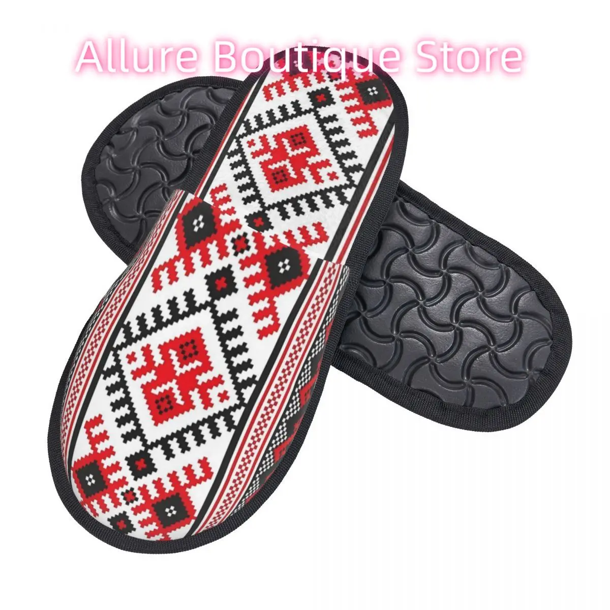 Custom Ukrainian Traditional Embroidery Guest Slippers for Hotel Women Vyshyvanka House Slipper