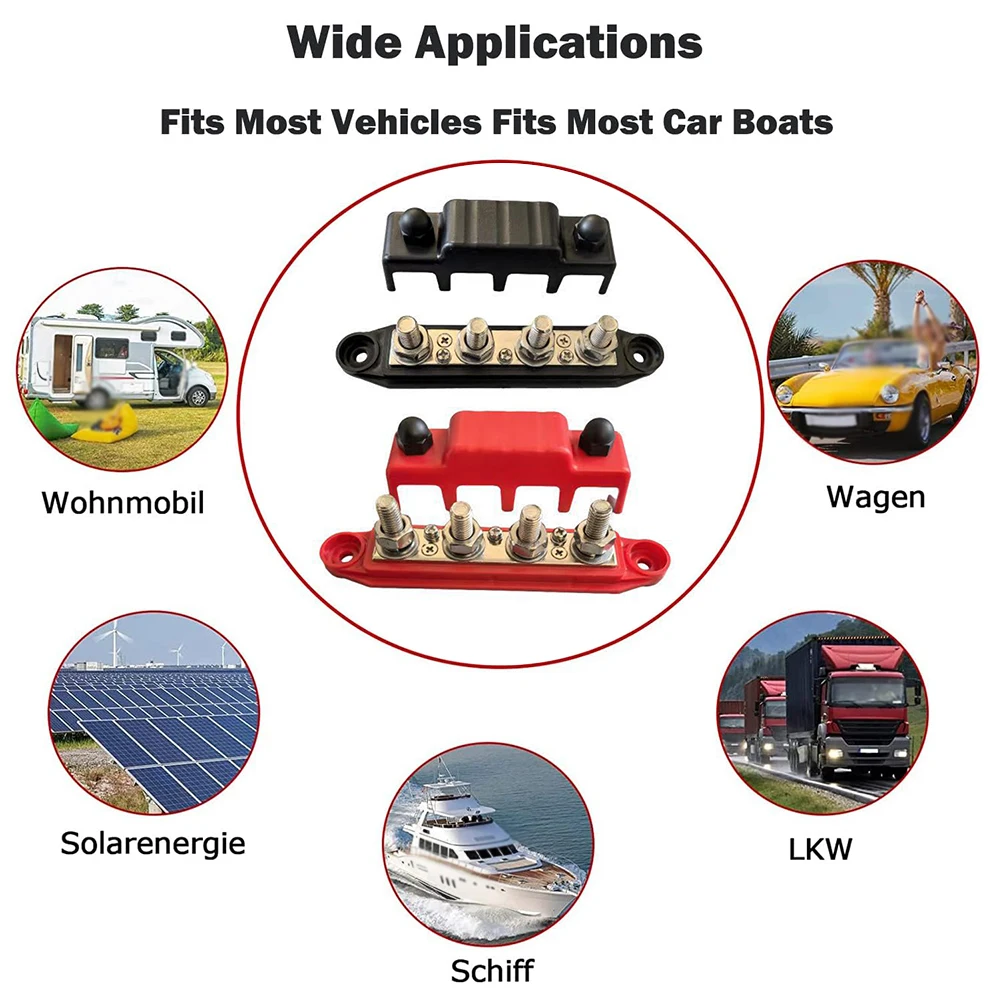 Heavy Duty 12V Busbar Power Distribution Terminal Block 250A for RVs For Automobiles Marine Boats and Yachts Electrical Setup