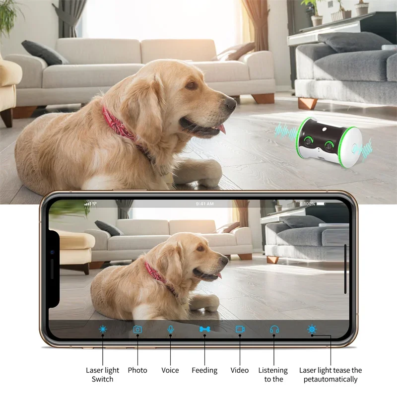 Smart App Pet Company Robot Interactive Food Treat Dispenser Toy for Dog and Cats