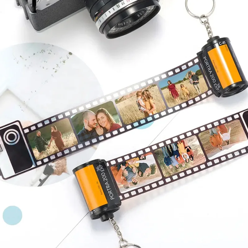 10pcs/Lot Blank Sublimation PET Retro Film Keychain For Sublimation INk Transfer Printing Heat Press DIY Print Gift