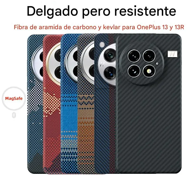 For oneplus 13/oneplus 13r aramid case kevlar 600d carbon fiber thin hard  cover magnetic balck Slim light balck red men