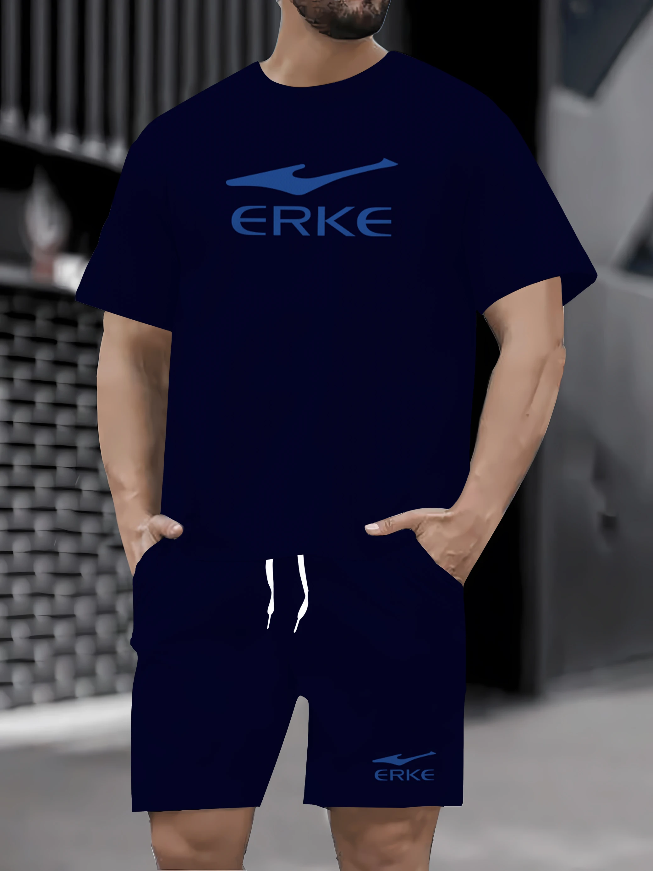 

Новинка лета 2025 года, мужской летний комплект с 2D принтом букв, мужская футболка с короткими рукавами, модные шорты, комплект