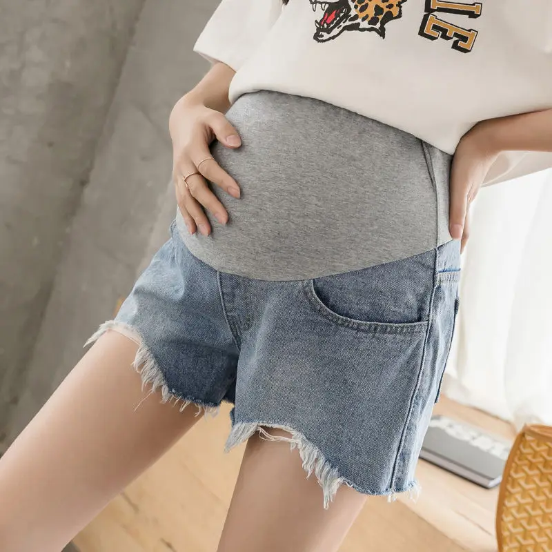 Maternity Denim Shorts Summer Thin Maternity Pants Summer Fashion Loose Large Size Leggings Trendy Moms Wear