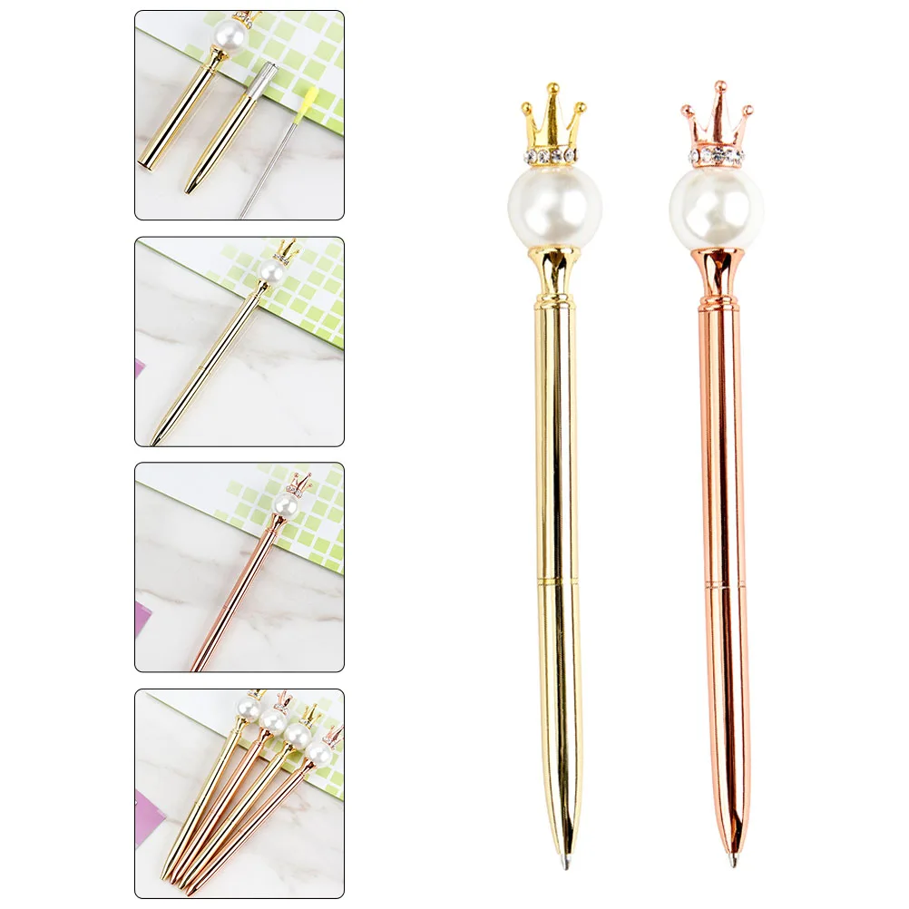 

2pcs Metal Crown Ballpoint Pens Smooth Writing Business Gifts Office Signature Gel Pen Portable Creative Stationery