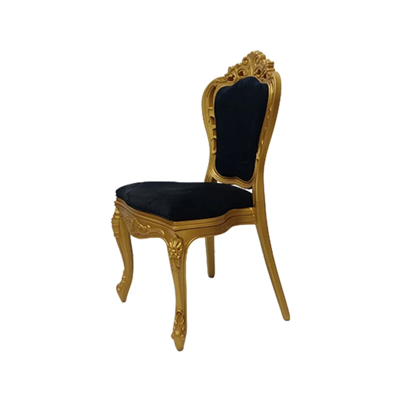 

European retro plastic plastic black banquet dining chair, cross-border special plastic banquet black flannel dining chair