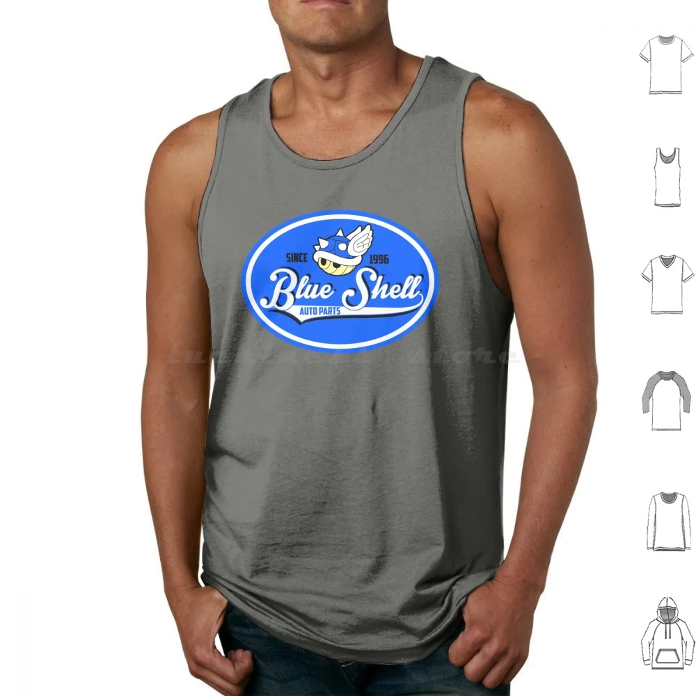 Blue Shell Auto Parts Tank Tops Vest Sleeveless Blue Shell Auto Parts Gaming Games Videogames Gamer Geek Nerd Kart Fun