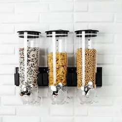 Wall Mount Dry Goods Dispensers 1.5L Cereal Double/Triple Dry-Food Container Grid Grain Storage Bin Kitchen Storage Organizer