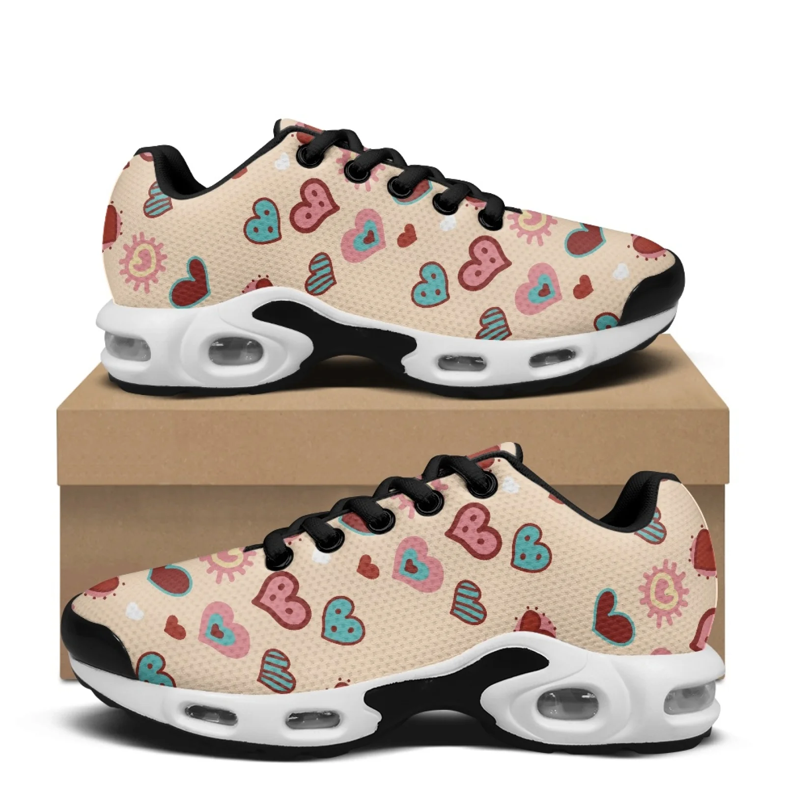 PENSTROLL Heart Pattern Comfort Sneaker Mesh Tennis Sport Cross Trainers Arch Support Tennis Fashion Sneakers for Running