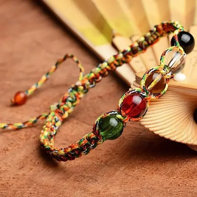 Браслет Lucky Beaded Bracelet Colorful Handmade Braided Rope Bracelets Natural Stone Bead Adjustable Bangle Unisex Jewelry