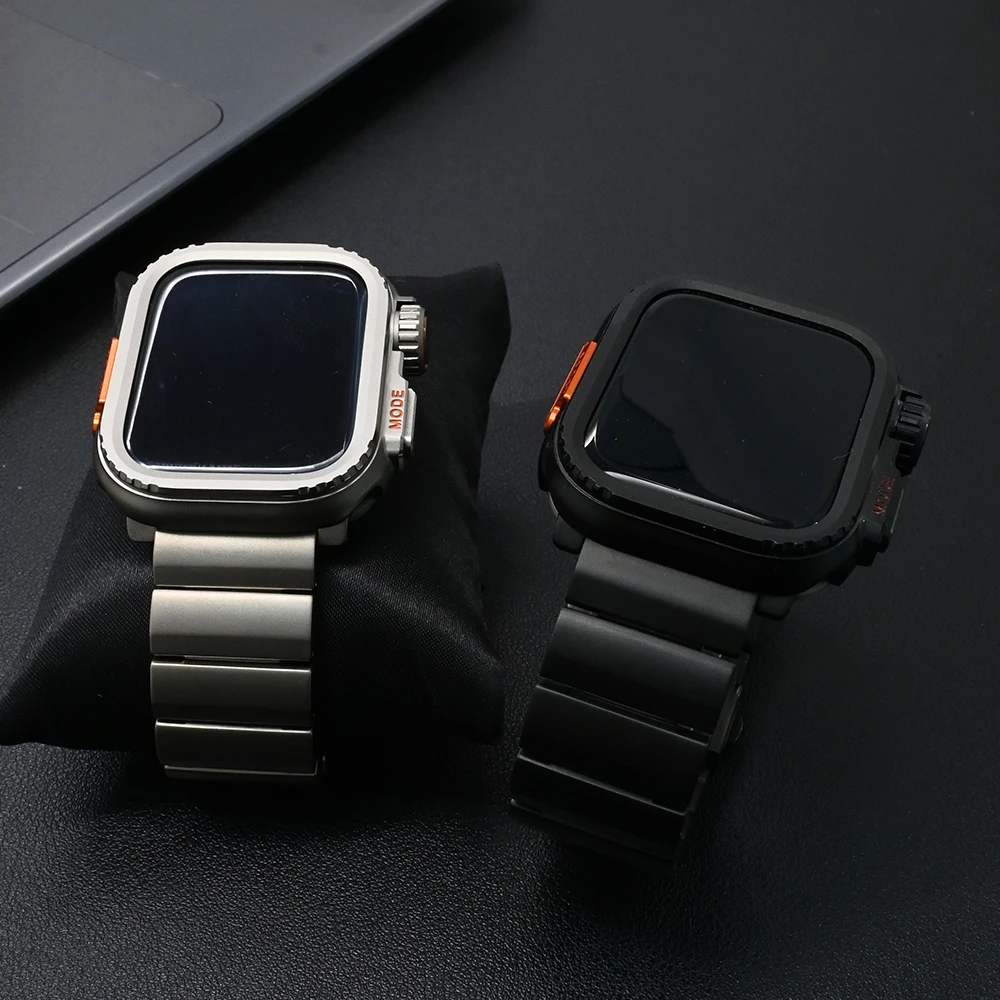 Change Ultra Case+ Strap Cover for Apple Watch Strap 10 46mm Luxury Titanium Band for Iwatch 9 7 8 6 45mm 44mm Screen Protector