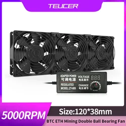 5000RPM 12038 컴퓨터 BTC 마이닝 캐비닛 서버용 고속 볼 베어링 냉각 시스템 팬, 120mm 인공 호흡기 키트