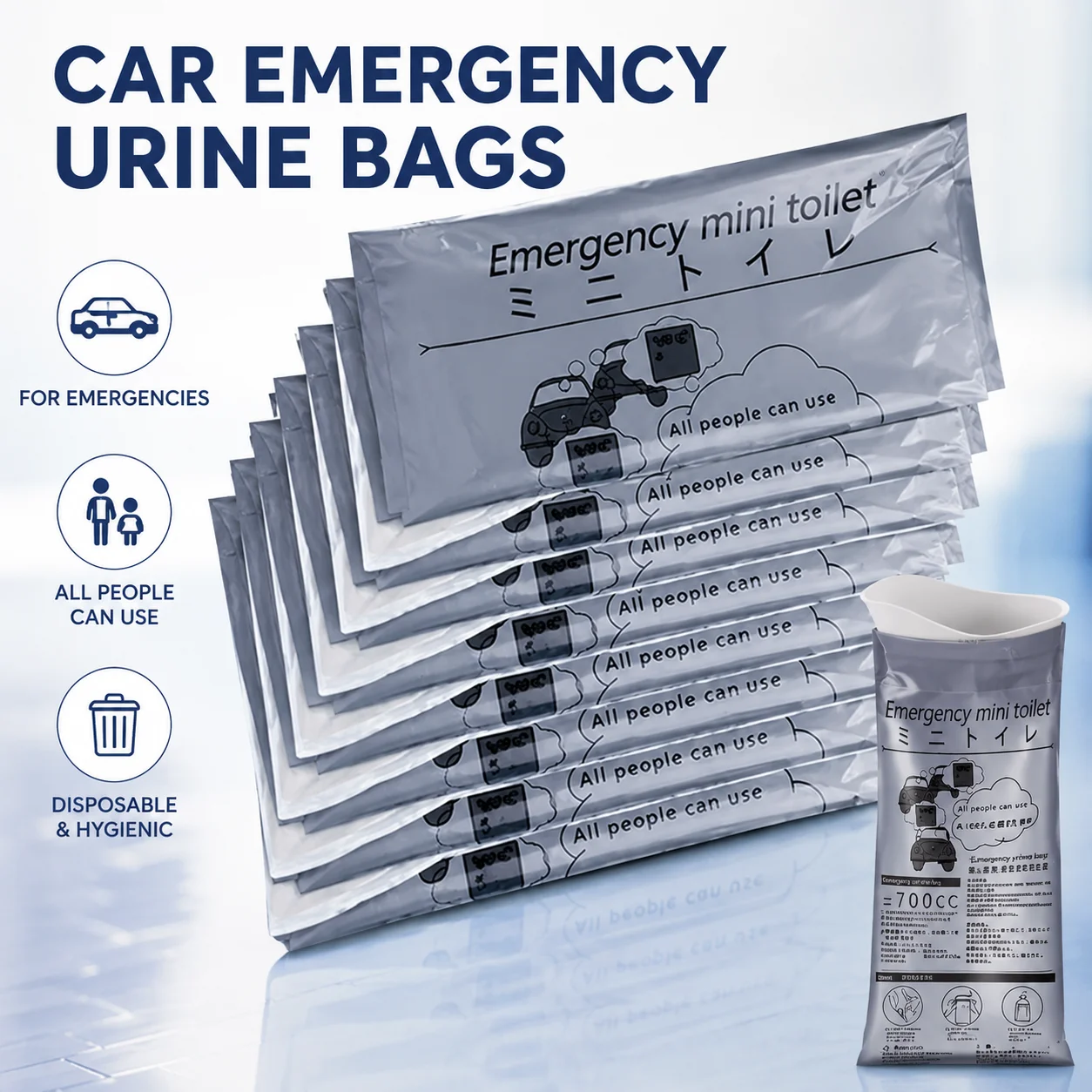 10Pcs 700ml Car Emergency Urine Bags Portable Disposable Pee Bag Mini Toilet Vomit Bag For Men Women Camping Travel