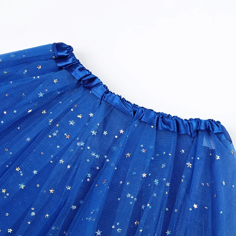 Adult Mesh Tulle Skirt Princess Style Star Sequin New Hot Sale Cross-Border Party Half-length Fluffy Skirt Polyester Gored Skirt