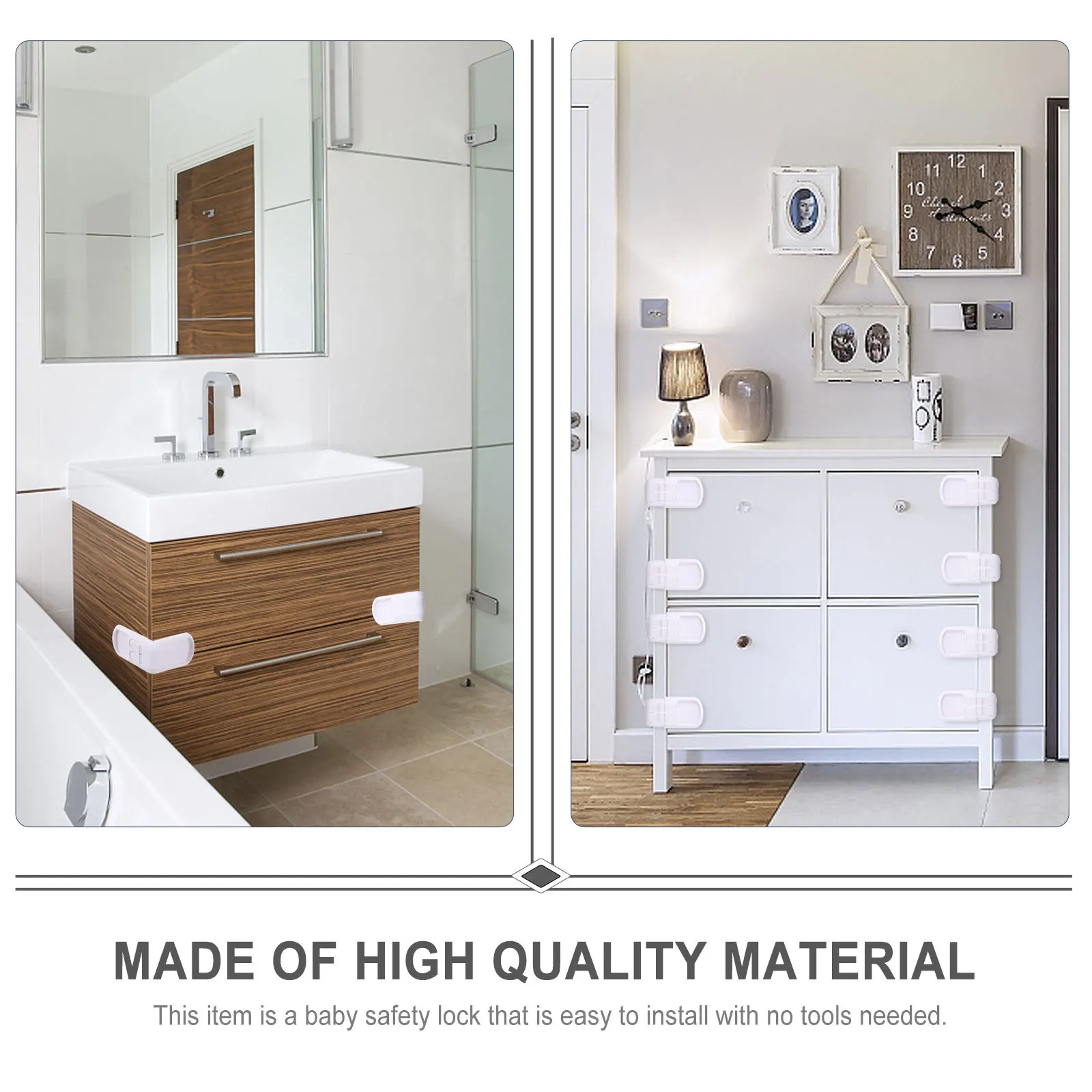 

10Pcs Safety Locks Easy Install No Tools Needed for Cabinets Drawers Fridges Childproof Latch Guard Drawer Lock Anti