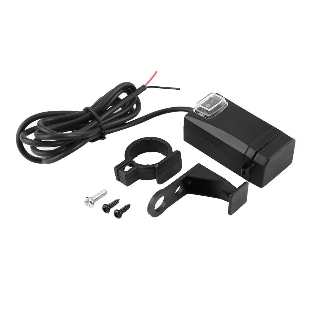 12-24V Universal Motorcycle Mobile Phone Charger with Switch Dual USB QC3.0 Fast Charge Car Motorcycle Electric Socket Charger