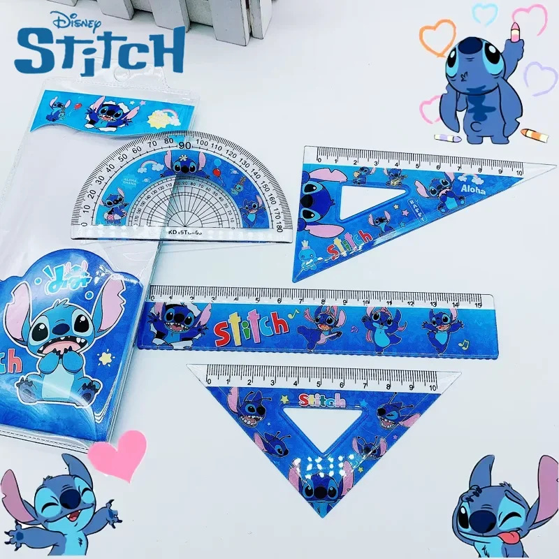 Disney Stitch Creative Ruler Sets Student Study Stationery Cute Rulers Triangle Protractor School Supplies Wholesale Kid Gift