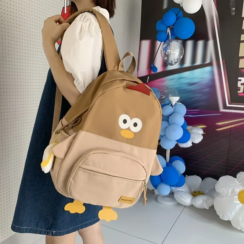 Women funny chick backpack female 2024 new cartoon cute schoolbag girl large capacity travel bag