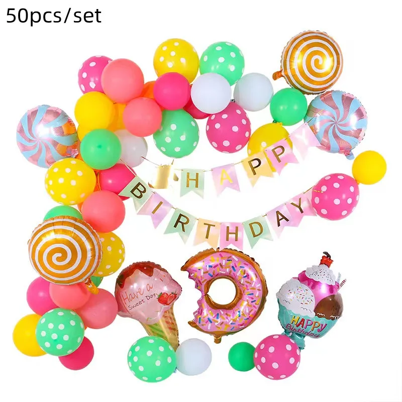 Eis Geburtstag Party Dekoration Kinder Spielzeug Baby Dusche Einweg Geschirr Papier Platten Tassen Luftballons Banner Partei Liefert – Detail 1