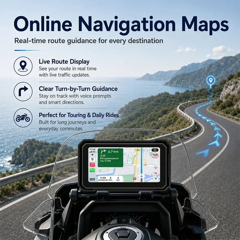 Jansite Motorcycle GPS Navigation Wireless CarPlay Android Auto Dual BT Moto Monitor For BMW R1200GS R1250GS F800 F900 S1000XR image 6