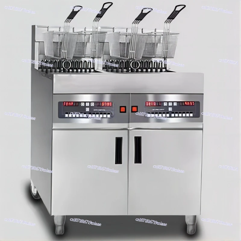 Vertical electric fryer 40 liters fryer Automatic lifting double cylinder fryer with fried chicken stove
