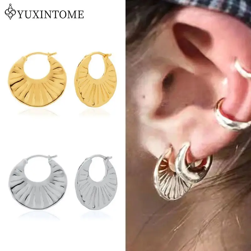 925 Sterling Silver ear Needle European American Round Fan-shaped Earrings Vintage Niche Personalized Earrings Fashion Jewelry