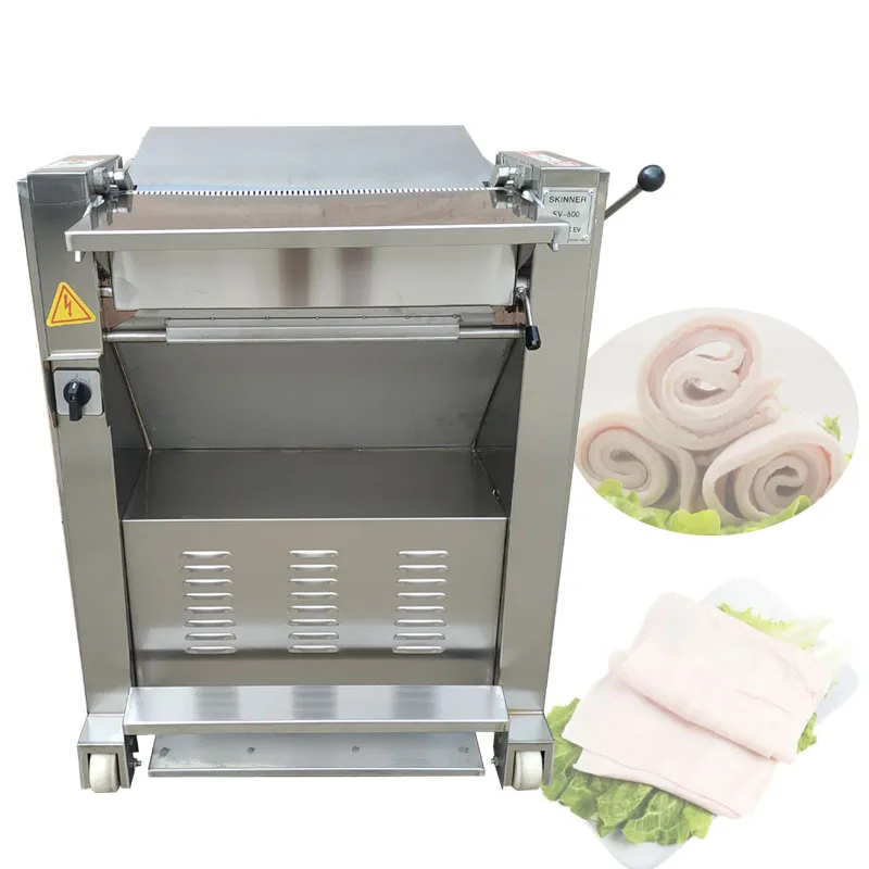 

Adjustable Thickness Pig Meat Skinner Pork Skin Peeling Cutting Machine Price Peeling Pork Skin Machine