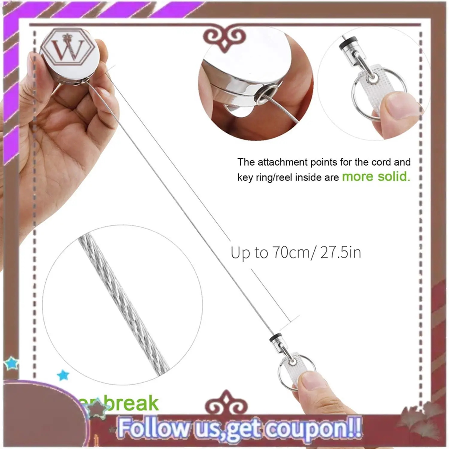 Lo último en carrete retráctil resistente de 4 Uds., soporte para tarjeta de identificación de Metal con llavero con Clip para cinturón, negro y plateado