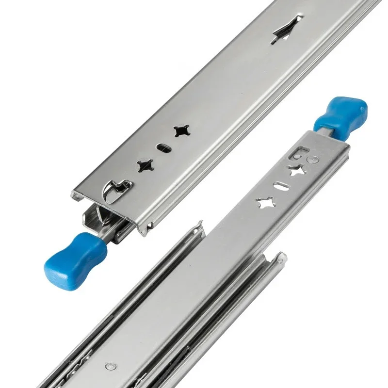 1 Pair (2 Pieces) Locking 53MM Width 120Kg Guide Rail Ball Bearing Telescopic Heavy Duty Drawer Slide